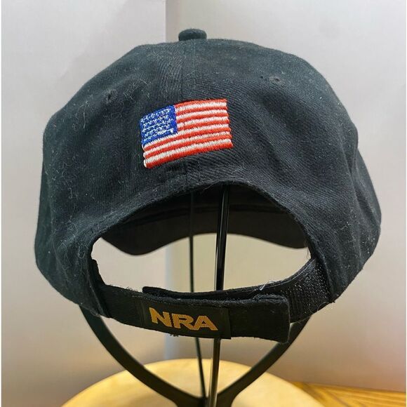 NRA Membership Adjustable Black Gold American Flag USA Freedom Hat Cap - Picture 2 of 3